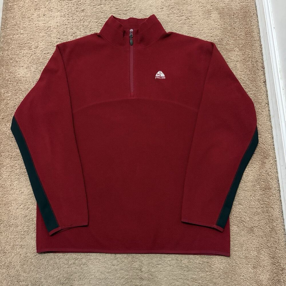 Nike ACG Fit Therma Fleece 1/4 Zip Red Size Large Vintage